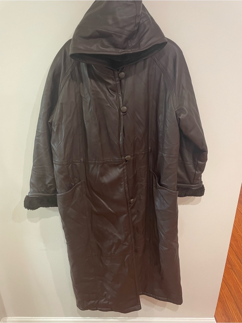 VTG Womens Brown Faux Leather Sz 1X Faux Leather Jacket Current Seen Outerwear